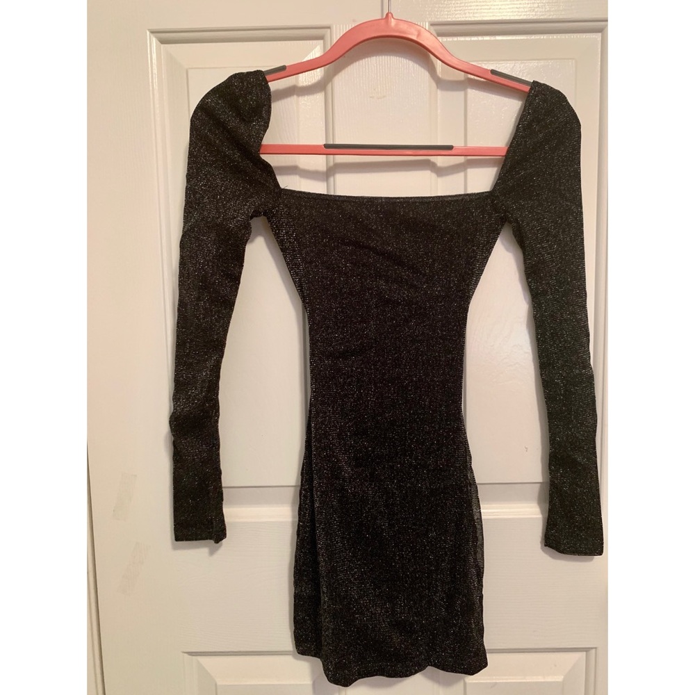 Oh Polly Black Sparkly Cocktail Dress